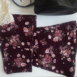 PALAZZO PANTS, Wide Leg, Floral Pattern; Slim